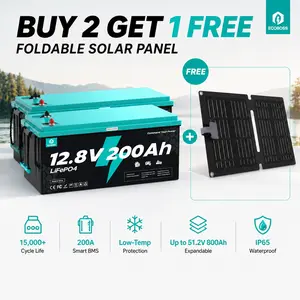 [SummerWins] 12.8V 200Ah High Capacity Lithium Rechargeable LiFePO4 Battery, 2560Wh, 200A BMS, 15000+ Deep Cycles, Low-Temp Cutoff for RV, Solar & Off-Grid Backup Power, High Capacity Battery, Lithium Rechargeable Battery