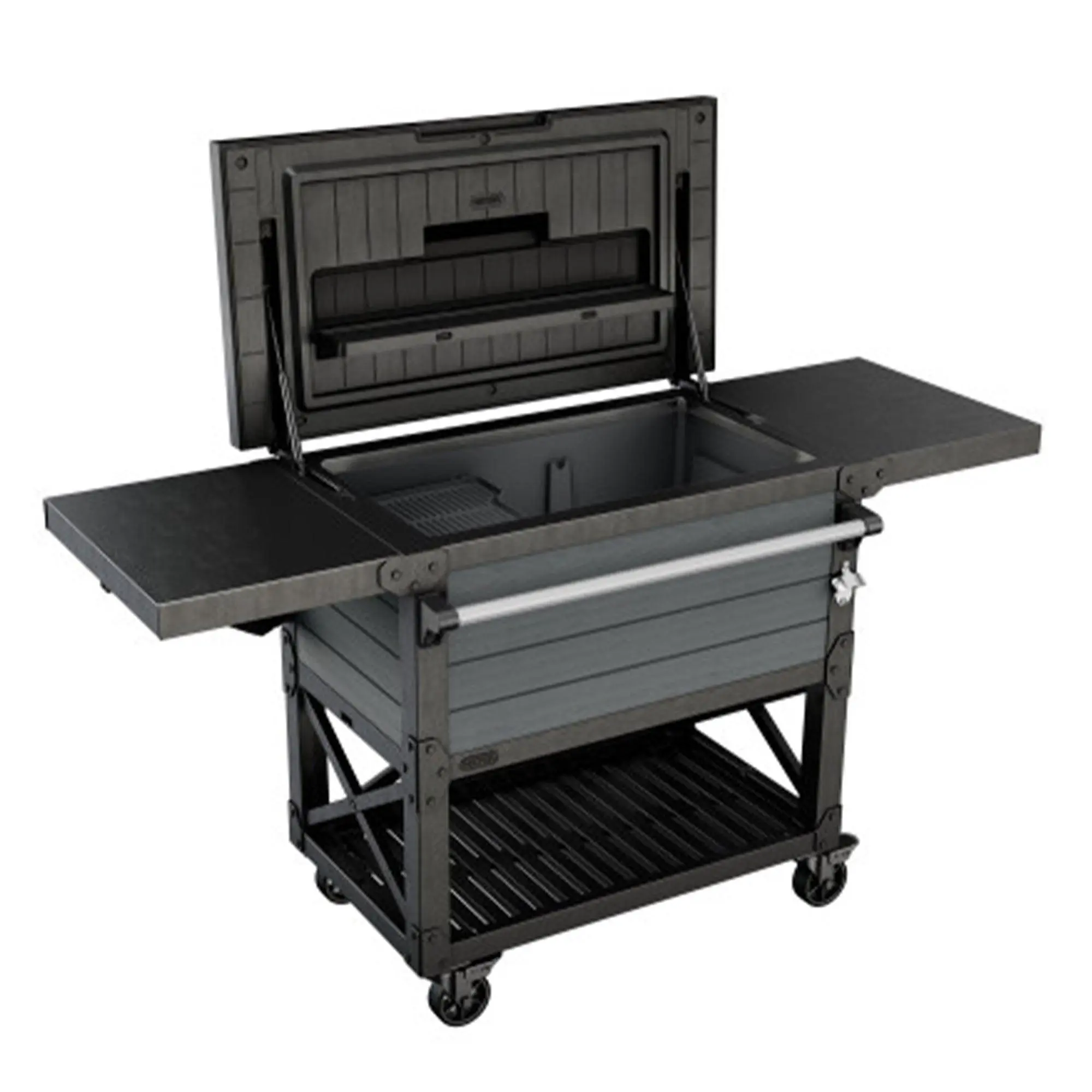 Keter KET-252172 Outdoor Rolling Patio Cooler and Insulated Beverage Cart, Gray