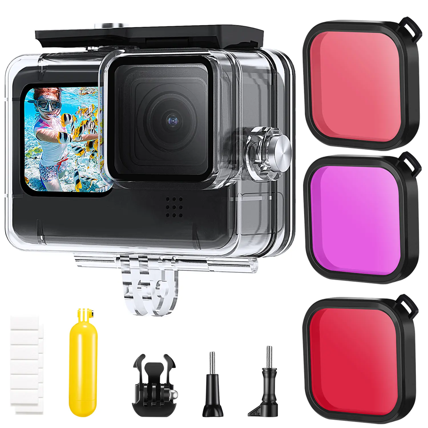 【DealsForYouDays】【K&F CONCEPT】 Waterproof Case with Dive Filters Compatible with GoPro Hero 12/11/10/9 Black, Protective Underwater Dive Housing Case Accessories Kit Bundle