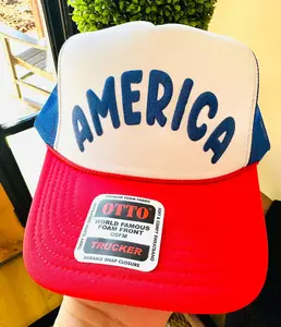 America Royal Glitter Puff Trucker Hat