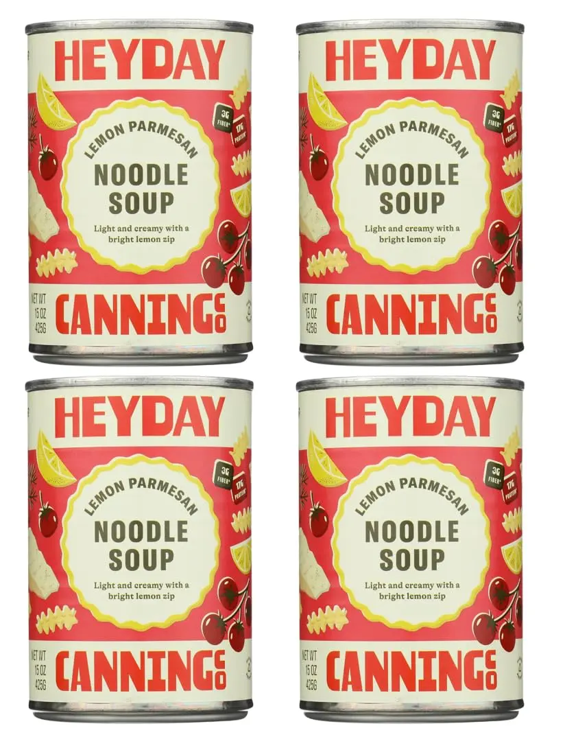 Lemon Parmesan Noodle Soup — (Value Pack of 4) Gourmet Canned Soup, Ready to Eat, 15 oz each
