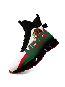 Men's Mexico Eagle Print High-top Sneakers, Casual Comfortable Sports Running Shoes, Male All-match Round Toe Athletic Shoes for Training & Daily Wear, Closed
