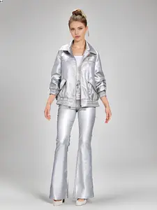 Women Retro Leather Jacket, Zipper Coat Vintage Moto Biker Outwear