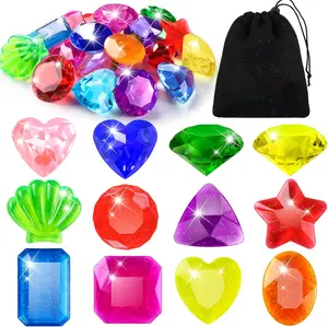 18PCS Acrylic Diving Gem Pool Toys - Big Colorful Pirate Treasure Gems, Underwater Swimming Toys for Kids, Father's Day Summer Pool Beach Party Favors & Presents