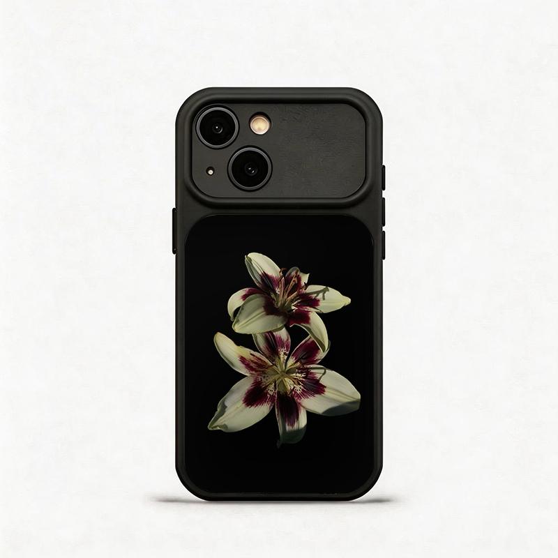 Glass Shockproof Electroplated Silver/Black Black Lily of the Valley iPhone 17ProMax Cover Precise Hole Alignment For Lens Frame 15ProMax Anti-yellow | 14ProMax Anti-fall | 13ProMax Ultra-thin Design 16ProMax AirPhoneCase