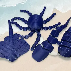 Sea Creatures Box Bundle, Portable Tactile Stress Relief Fidgets with Fidget Stones, Sensory Stress Reliever for Anxiety Relief Products