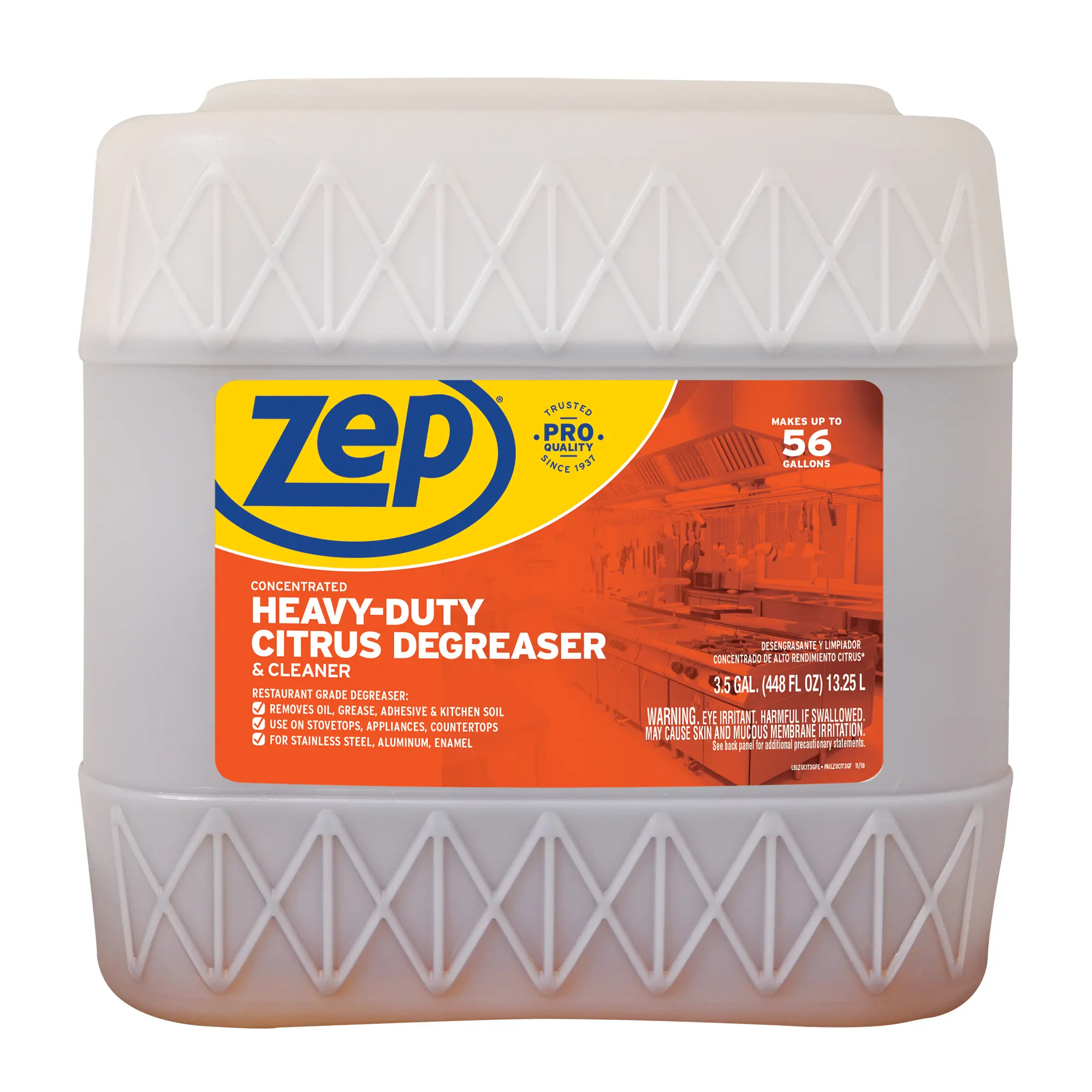 Zep Heavy-Duty Citrus Degreaser Cleaner Concentrate - 3.5 Gallon  ZUCIT3G - Restaurant Grade Degreaser and Cleaner Removes Oil, Grease, Adhesive, and Kitchen Soil on Stovetops, Appliances, Countertops, Fiberglass, Floors