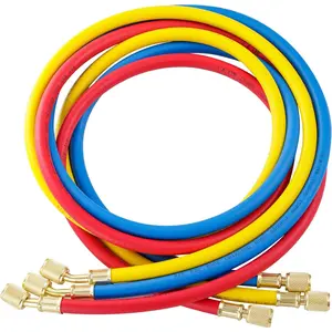3 Pieces 5FT AC Manifold Gauge Hose Kit, 1/4 SAE Refrigerant Charging Hoses for R404A R12 R502 A/C Charging