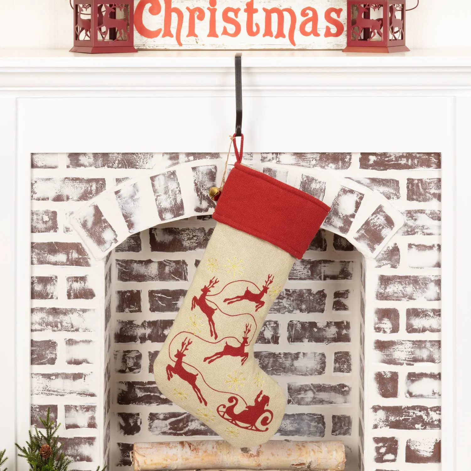 Burlap Santa Stocking 12x20