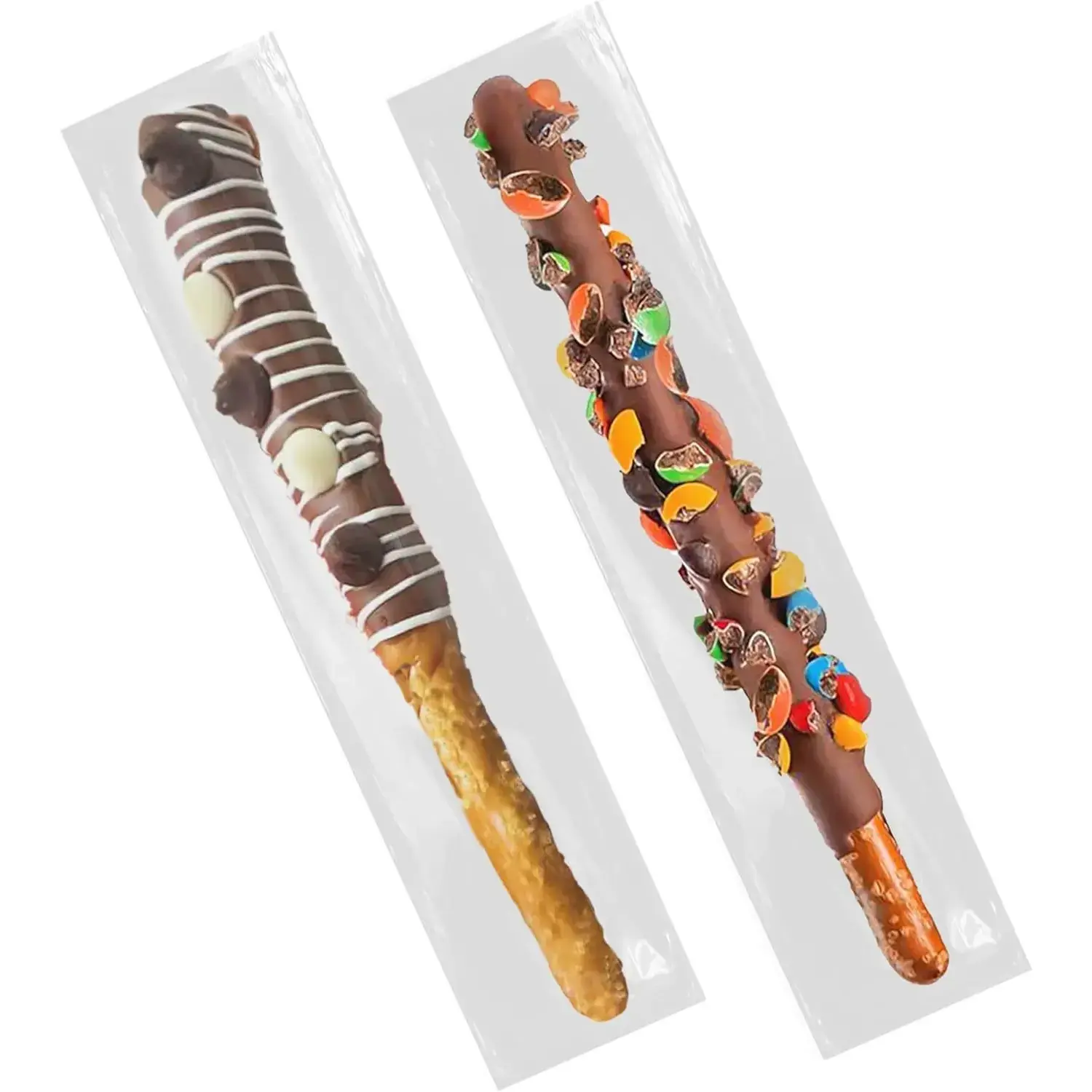 200 Pcs Self Sealing Cellophane Bags: 2x10 Inches Clear Pretzel Rod Resealable Pretzels Individual Bags for Packaging ICY Candy Treat Popsicle Cookies Stick
