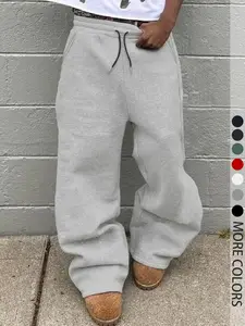 Men's Solid Color Sports Pants, Drawstring Waistband Design, Regular Fit, Suitable for All Seasons Casual Comfortable Wear, Drawstring Waist Sweatpants