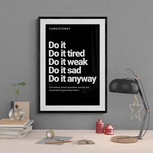 Consistency Motivational Poster, Do It Anyway, Gym & Work Decor, Quality Paper 8x12 to 27x40inch