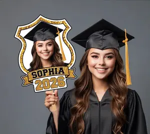 Custom Face Fans With Wooden Handle, Graduation Head, Grad Face Fans, Class of 2026 Head Fans, Graduation Faces on a Stick