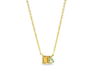 Green Amethyst Necklace With Citrine Necklace