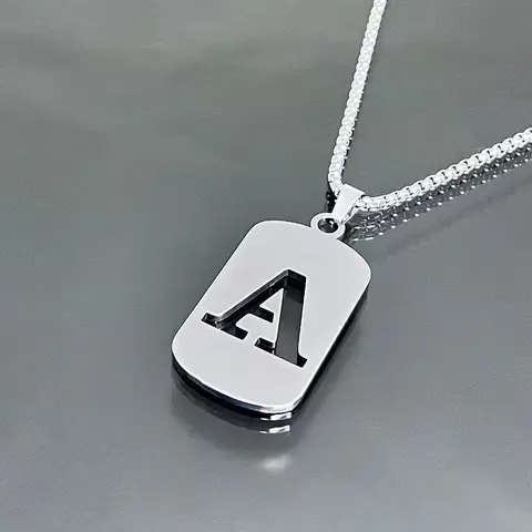 GGIRL Modern Stainless Steel 26-Letter Hollow Initial Pendant Necklace, Hypoallergenic Minimalist Chain Jewelry, Unisex Adult Casual Daily Wear, Modern Versatile Accessories, Trendy Long Hip-Hop Style, Exquisite Ideal Gift with Metal Coating