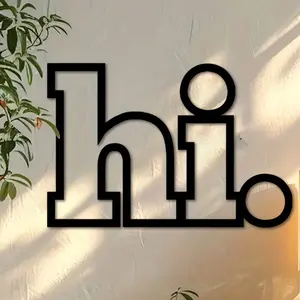 Letter Hi Shaped Hanging Ornament, Modern Metal Welcome Sign, Wall Art Decor for Entrance, Doorway and Outdoor Space, Perfect Housewarming Gift, Hangable
