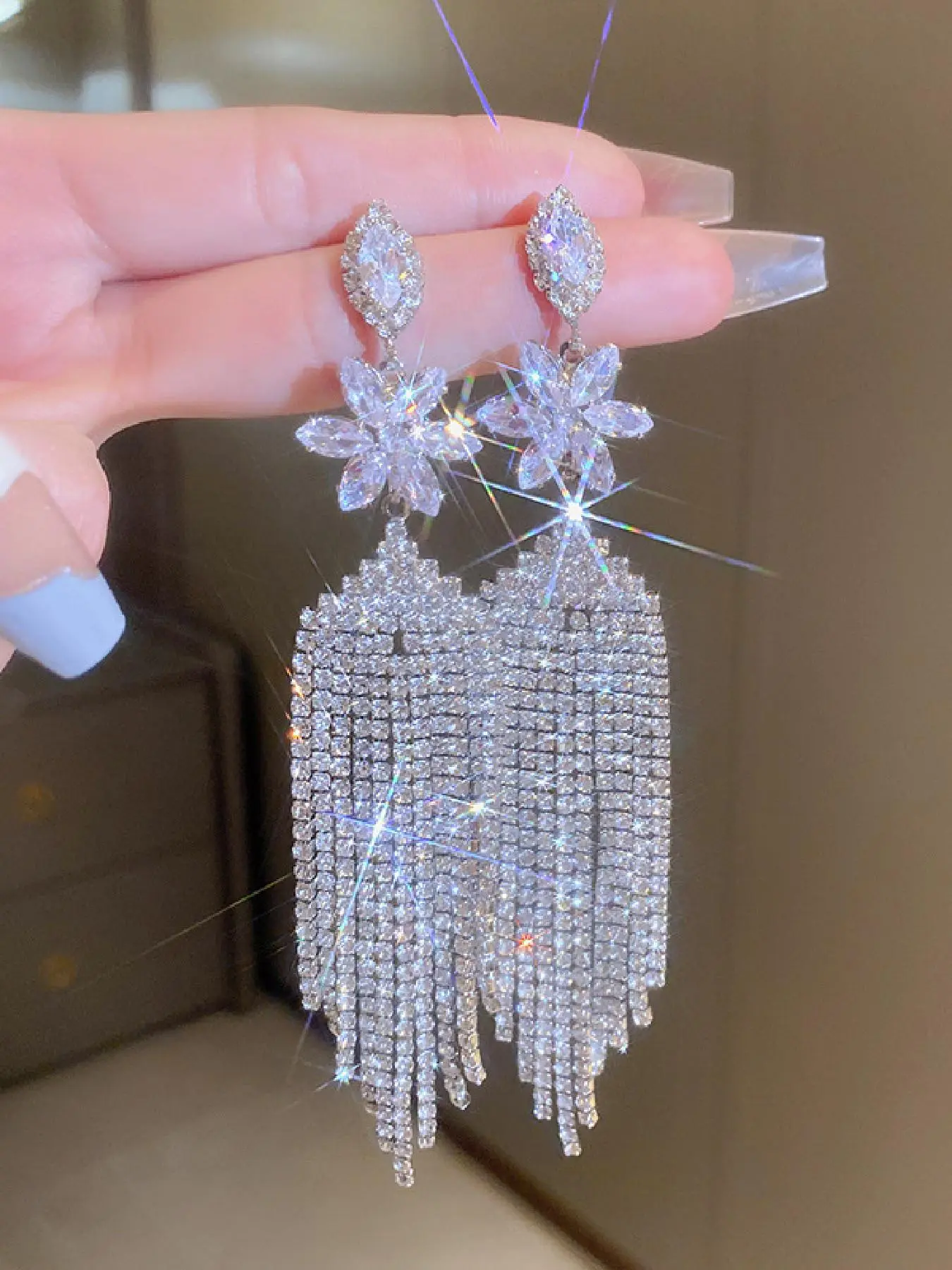 Rhinestone & Artificial Crystal Decorated Dangle Earrings, High Quality Earrings, Fashion Jewelry for Party, Daily Clothing Decor, Trendy All-match & Exquisite Jewelry for Birthday Gift, Dangling Earrings, Ear Accessories