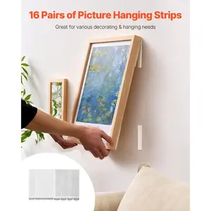 VEVOR Picture Hanging Strips, 16 Pairs, Large Picture Hangers with Removable Adhesive, Hook Loop Strips, Wall Hanging Strips for Damage Free Picture Hanger, Mounting of Photos, Frames, Wall DecorVEVOR Super Brand Day