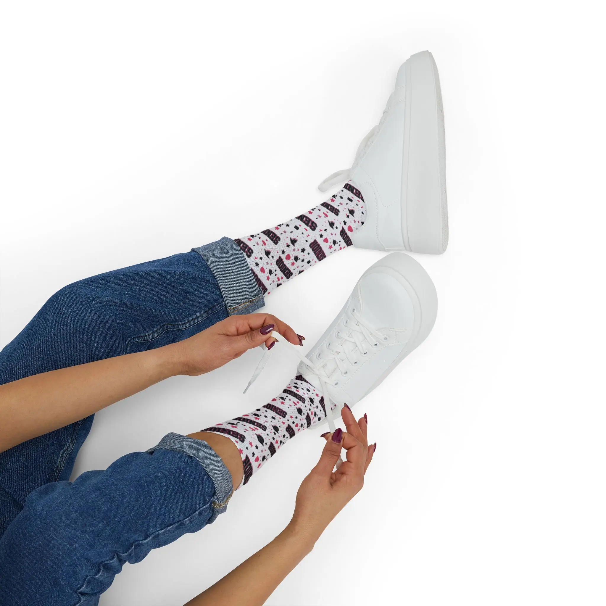 Pink Senior Year Socks | Graduation Class of 20XX Senior Socks