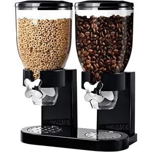 Cereal Dispenser Countertop Dual Control, 2L/Each Cereal Containers Storage, Large Capacity Snack Dispenser Countertop, Cereal Storage Container Dry Food Dispenser for Rice Candy & Snack