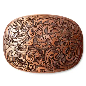 Itera Antique Copper Engraved Floral Belt Buckle - Stylish, Heavy-Duty, Vintage Western Accessory