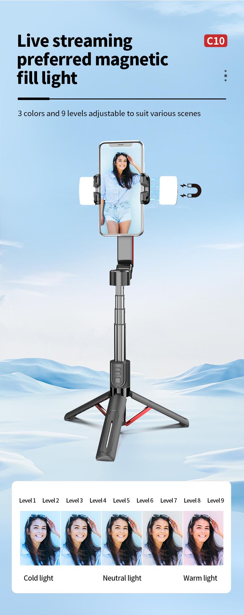 AI Auto Tracking Gimbal Stabilizer, Smart Selfie Stick Tripod with Gesture Control, Anti-Shake Phone Mount, 1000mAh Battery, Aluminum Alloy Vlogging Stand for iPhone & Android