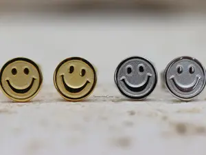 Dainty Smiley Face Stud Earrings