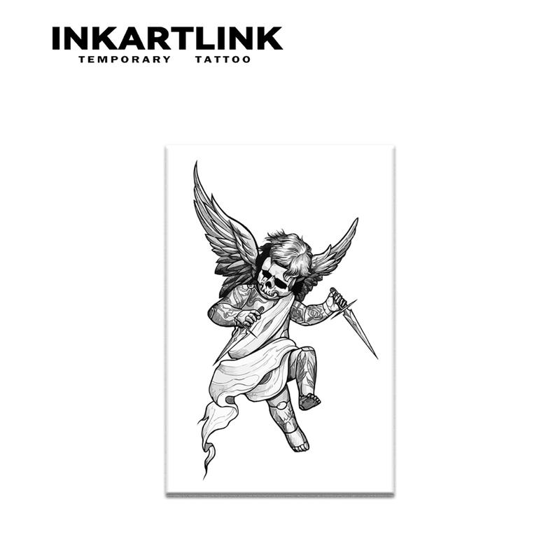 INKARTLINK Tattoo Tech, 2 Sheets Medium Semi Permanent Tattoo, Adult Art Design Temporary Tattoos, Lasts 1-2 Weeks, Waterproof, Realistic Look, No Adhesive, No Reflection (Assassination Angel Design)