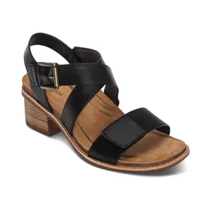 Aetrex Kristin Arch Support Block Heel - Black | Women's Orthotic Wedge Sandals with Arch Support & Comfort