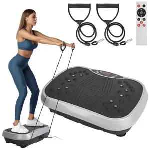 Vibration Exercise Machine with Resistant Bands Remote Control Whole Body Vibration Platform for Home Fitness Training Equipment