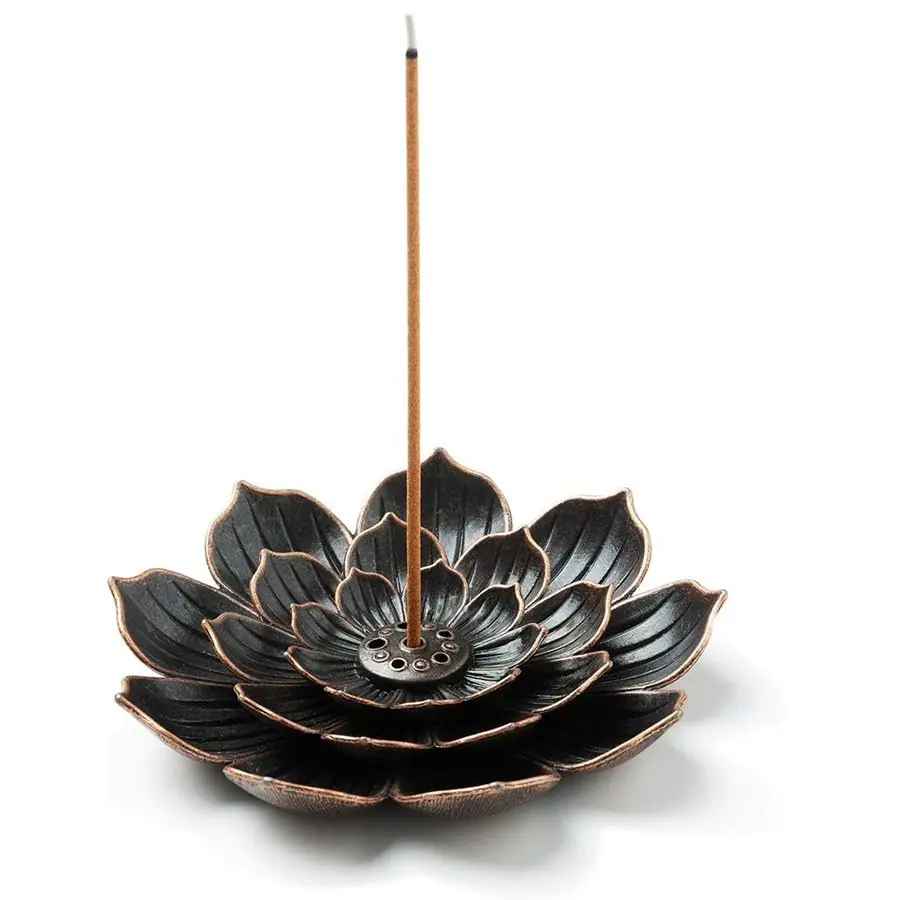 Buddha Incense Burner, Incense Holder, Brass Lotus Design, Detachable Ash Collector, Easy Cleaning, Ideal for Home Decor & Rituals