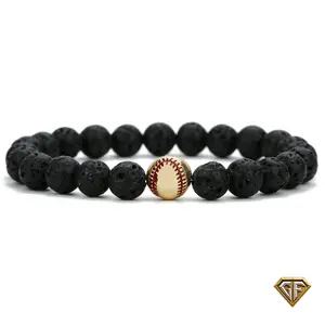 Volcanic Rock Baseball Bracelet, Boys Baseball Jewelry, Adjustable Baseball Season Bracelet, Baseball Playoffs,