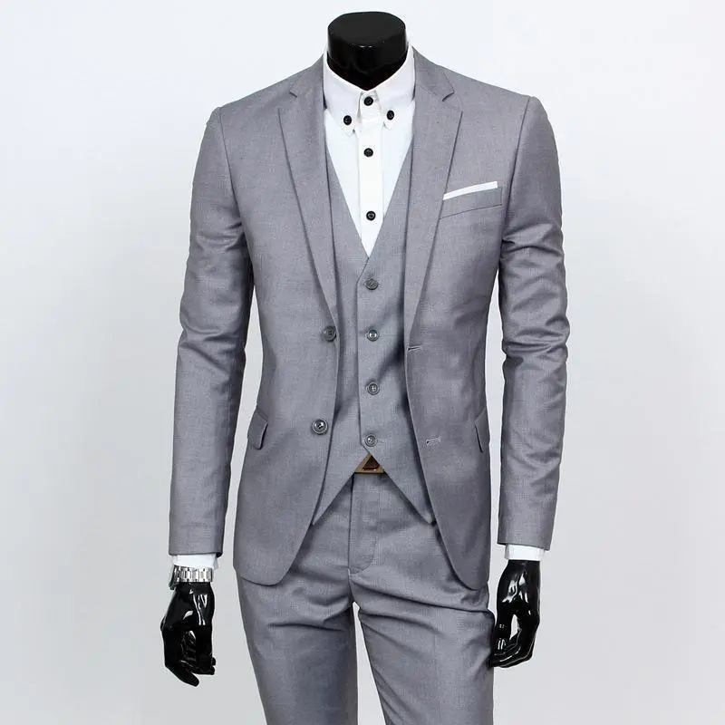 Groom Suit Men's Three-piece Set British Casual Business Suit Men's Wedding Dress Slim And Handsome Summer Cotton Fabric Menswear Buckle Groom Suit Men's Three-piece Set British Casual Business Suit Men's Wedding Dress Slim And Handsome Summer Cotton Fabric Menswear Buckle