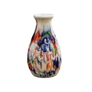 Handmade Round Ceramic Vase, Shino Style, Modern Minimalist Narrow Neck, Suitable for Urban Minimalists, Single Stem Flower Arrangement