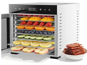 8-Tray Food Dehydrator for Jerky & Fruit, 500W Electric Dryer with Digital 85–185°F Control & 48H Timer, Large Capacity Snack Maker, Black or Silve