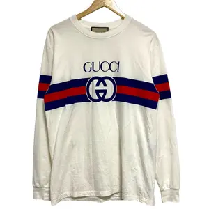 Pre-owned GUCCI Cotton Small Leather Goods Sheer Line Logo Print T shirt