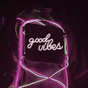 LUMENITE Good Vibes Light Panel for Hydropacks, Backpacks | Portable Rave Festival and Concert Neon Accessory | 5.5" x 5.5" | Hand-Wired Design