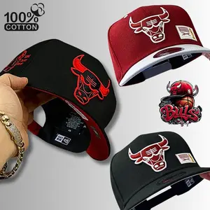 Chicago Bulls Flat Brim Snapback Cap – 9FIFTY NBA Streetwear Hat, Structured Crown Embroidered Logo, Hip Hop Urban Fashion Baseball Cap For Men Women