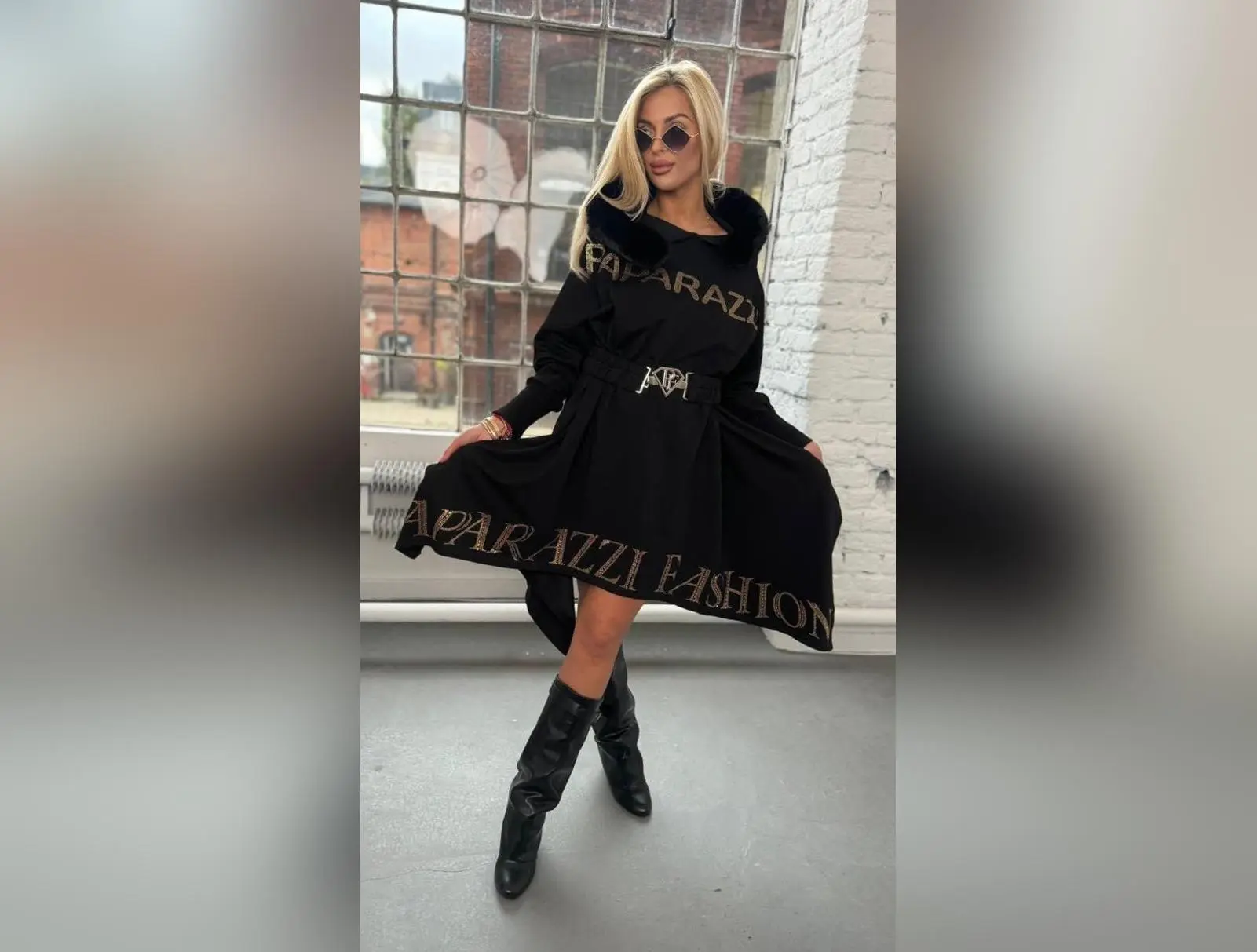 Paparazzi Dress Tunic with fur Hood