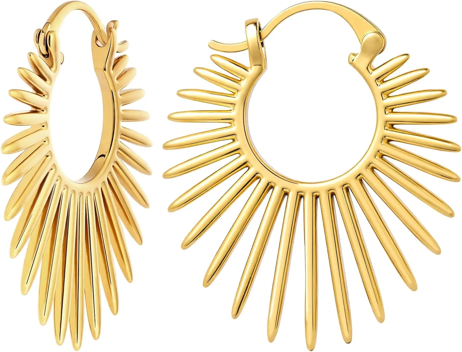 Statement Gold Earrings for Women - K Real Gold Plated Trendy Hoop Earrings Non Tarnish Hypoallergenic Gold Jewelry for Womens Fashion Big Earings for Woman