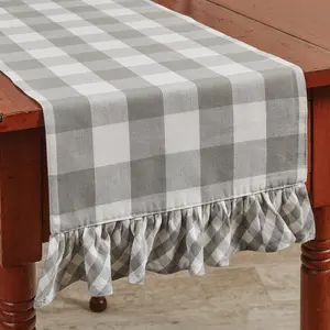 Buffalo Grey Check Ruffled Table Runner