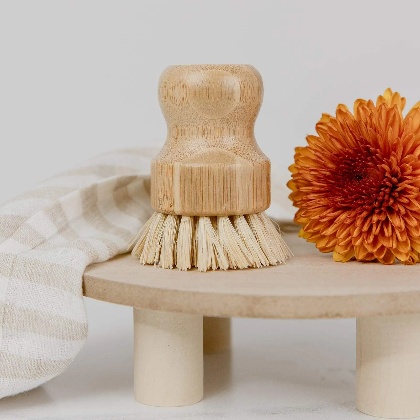 Bamboo Dish Brush - Plastic-Free, Eco-Friendly Compostable Wood Kitchen Sponge Tool for Household, Dish Soap Washing, Cleaning