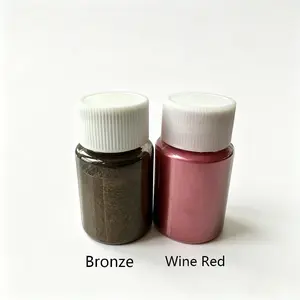 Bronze and Wine Mica Powder Set, Metal Resin, Candle Dye, Soap Clay Nail Art, DIY Craft Kit, 10g Per Bottle, 2 Pieces/set