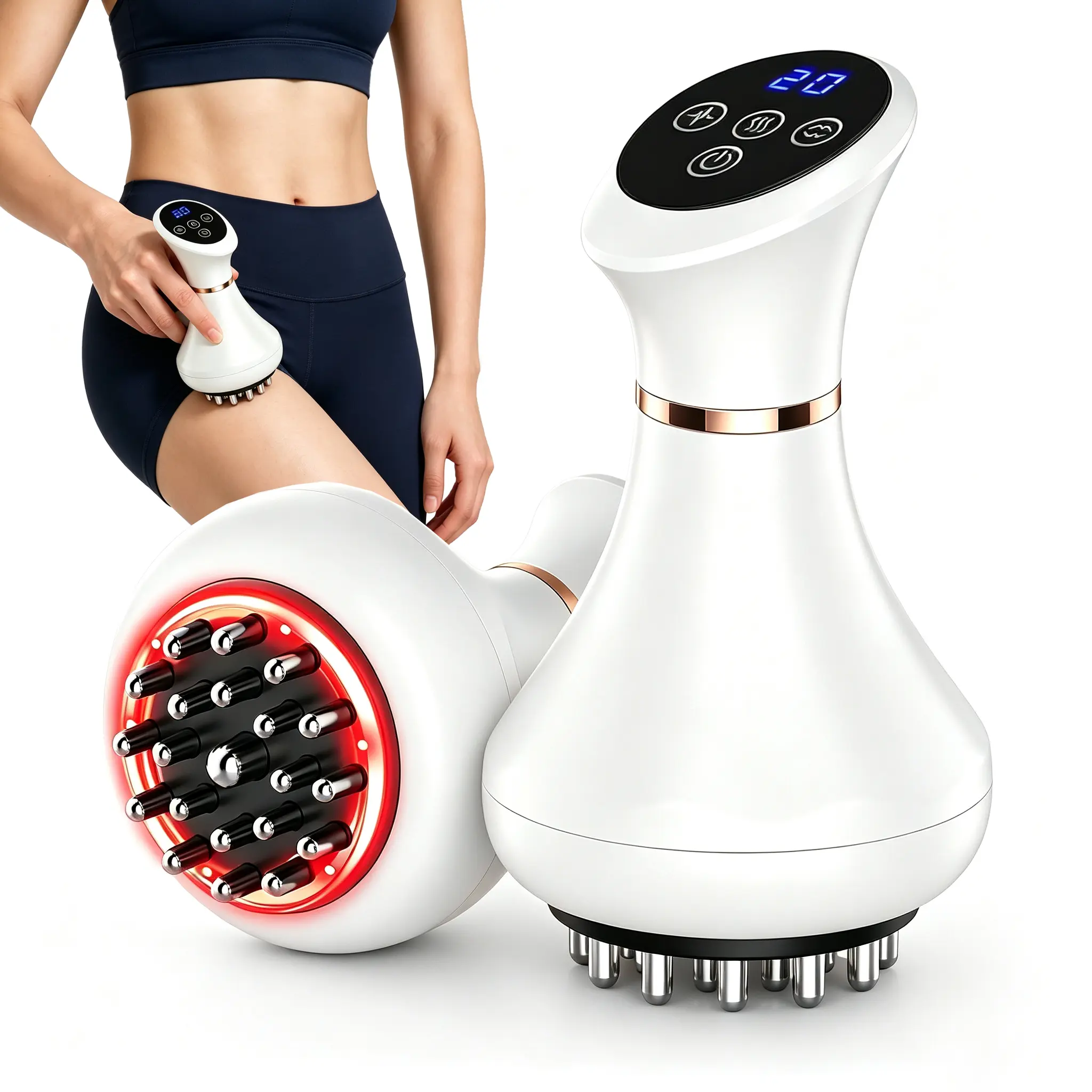 Electric Meridian Brush, Portable Vibration & Pulse Body Massager,  Rechargeable Cordless Handheld Relax Tool for Belly Waist Arms Thighs Legs, Home Gift