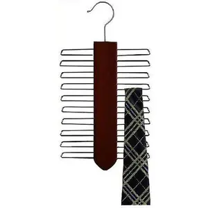 Wooden Vertical Tie Hanger - Walnut & Chrome