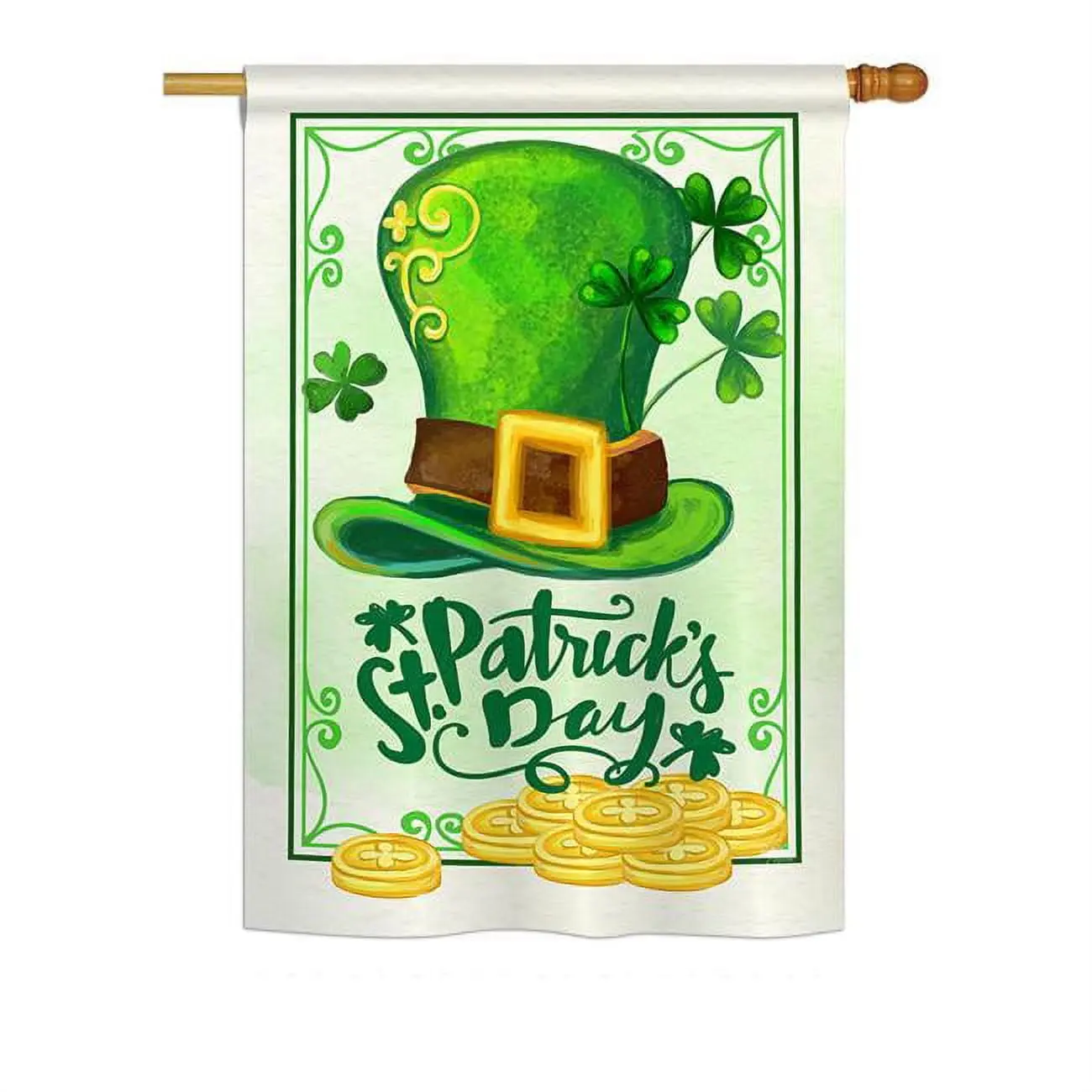 Breeze Decor BD-SA-H-102033-IP-BO-DS02-US 28 x 40 in. Seasonal St. Patrick Impressions Decorative Vertical House Flag - Lucky Hat St. Patrick Day Spring