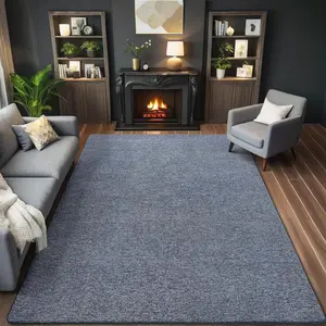 Washable 5x7 Living Room Rug, Modern Area Rugs with Soft Memory  for Bedroom, Minimalist Non-Slip Indoor Floor Carpet for Dining Room Office  Playroom Decor, Matte Blue