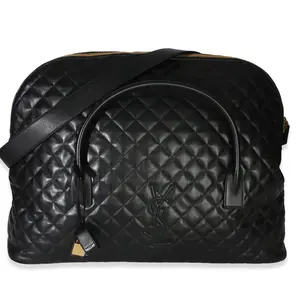 Pre-owned Yves Saint Laurent Leather Luggage NY156005 Saint Laurent Black Quilted Calfskin ES Giant Travel Bag