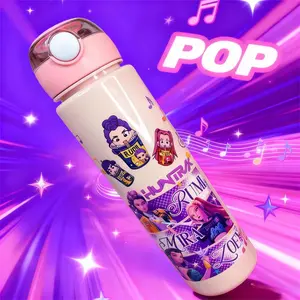 Cute K-Pop Hunter Girl Group Yuanbao Lid Cup Straw Cup, Drinking Cup, Adorable Water Bottle, Kids' Sippy Cup