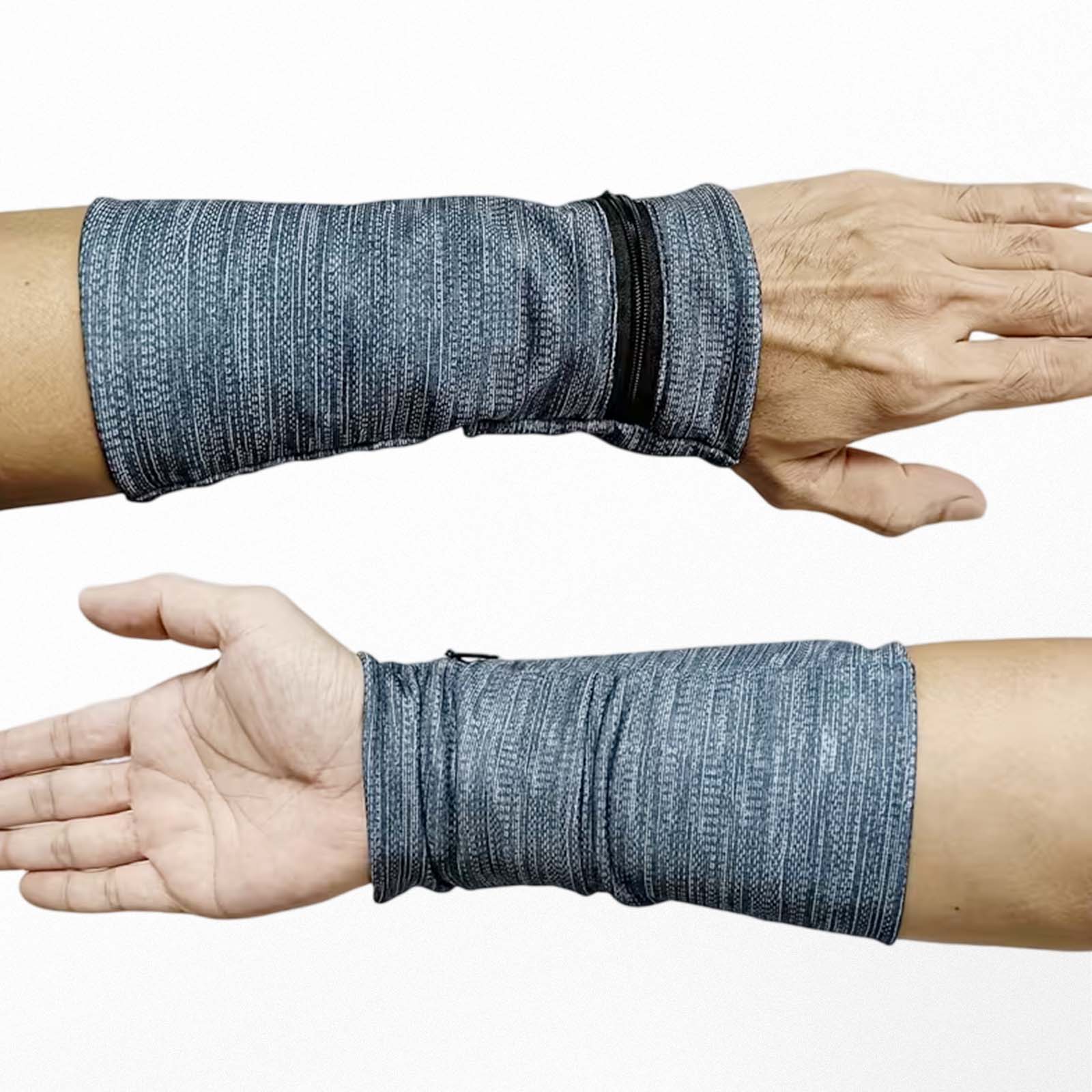 Wrist Wallet Wristband with Zipper, Soft Cotton Sweatband for Men & Women, Lightweight Sweat Absorbent Wrist Pouch for Running, Walking, Basketball, Football, Tennis, Hiking & Workout